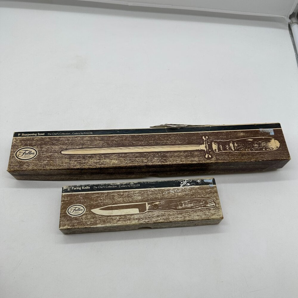 Vintage Fuller Cutlery Chef's Collection 3" Paring Knife 9" Sharpening Steel NOS
